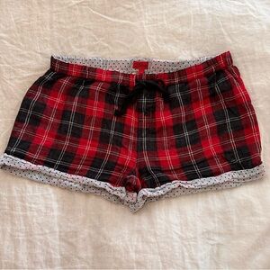 PJ SALVAGE | Red Plaid Drawstring Pajama Shorts Size Large